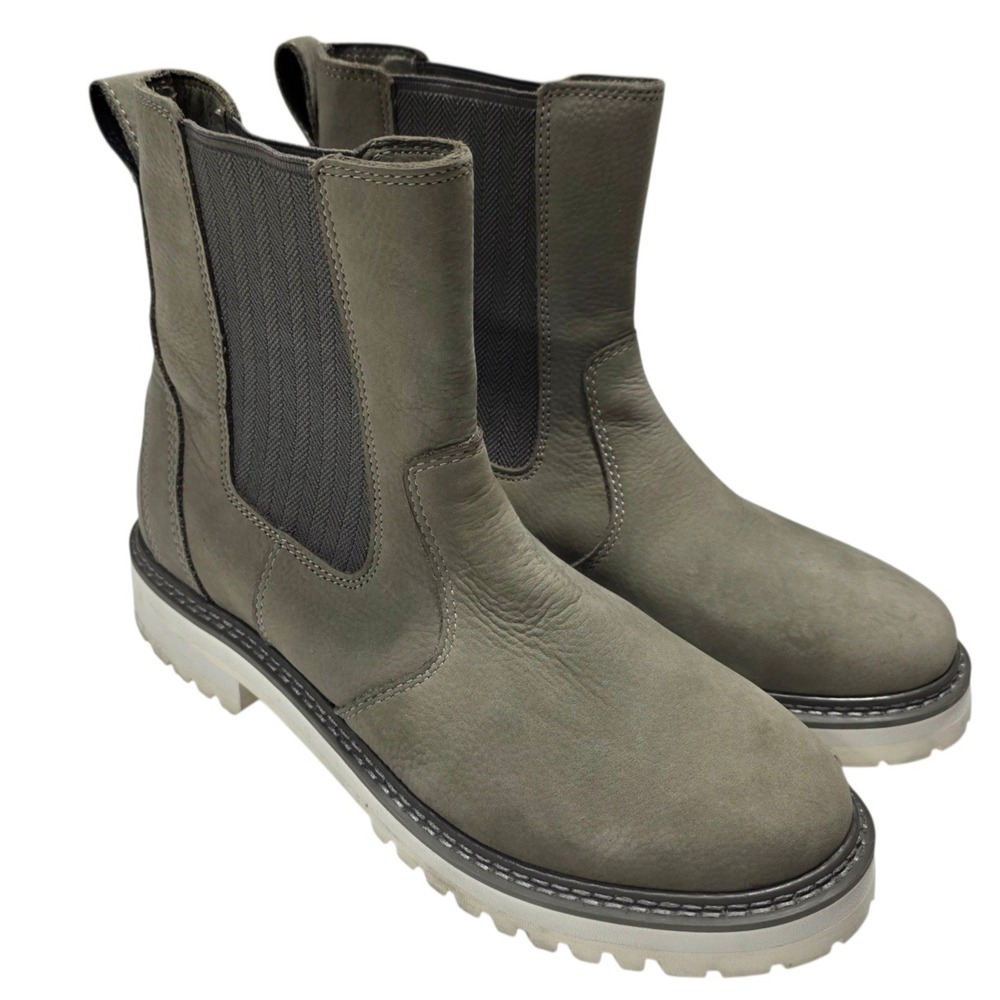 L.L. Bean Stonington Chelsea Boots Women 11 Gray Leather Lug Sole Vertigrip